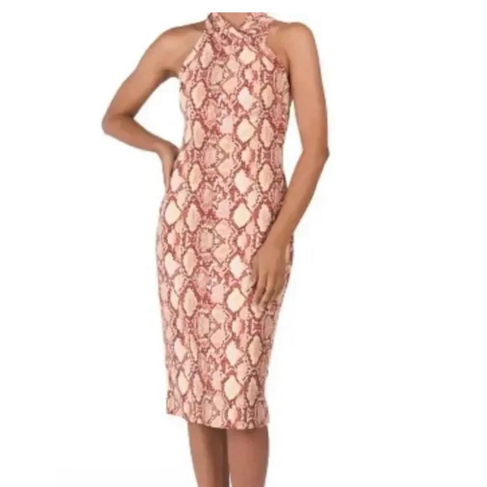 RACHEL Rachel Roy Brown Gold Halter Sheath Dress